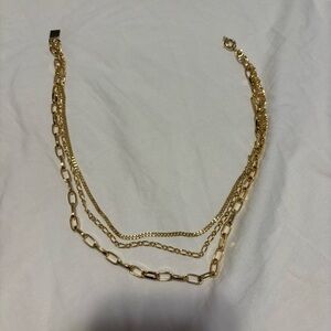 F+H Gold Layered Chain Necklace 14K Gold Plated